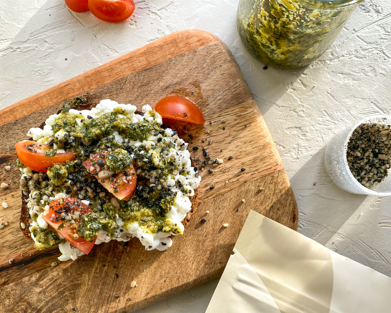 Cottage Pesto Toast Recipe