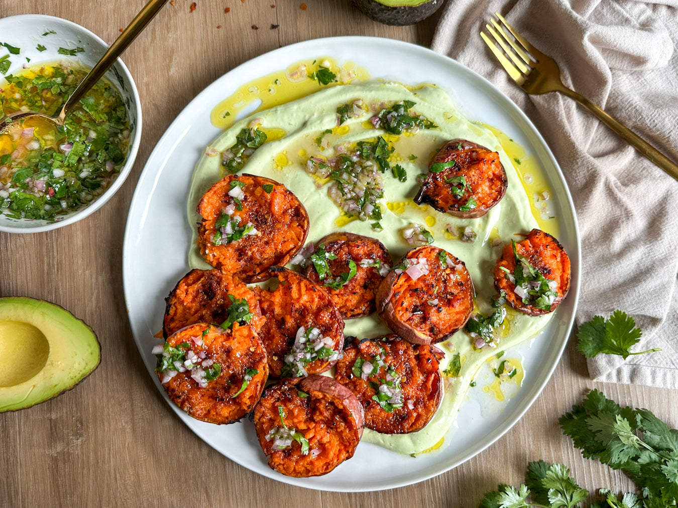 Chipotle Honey Smashed Sweet Potatoes Recipe