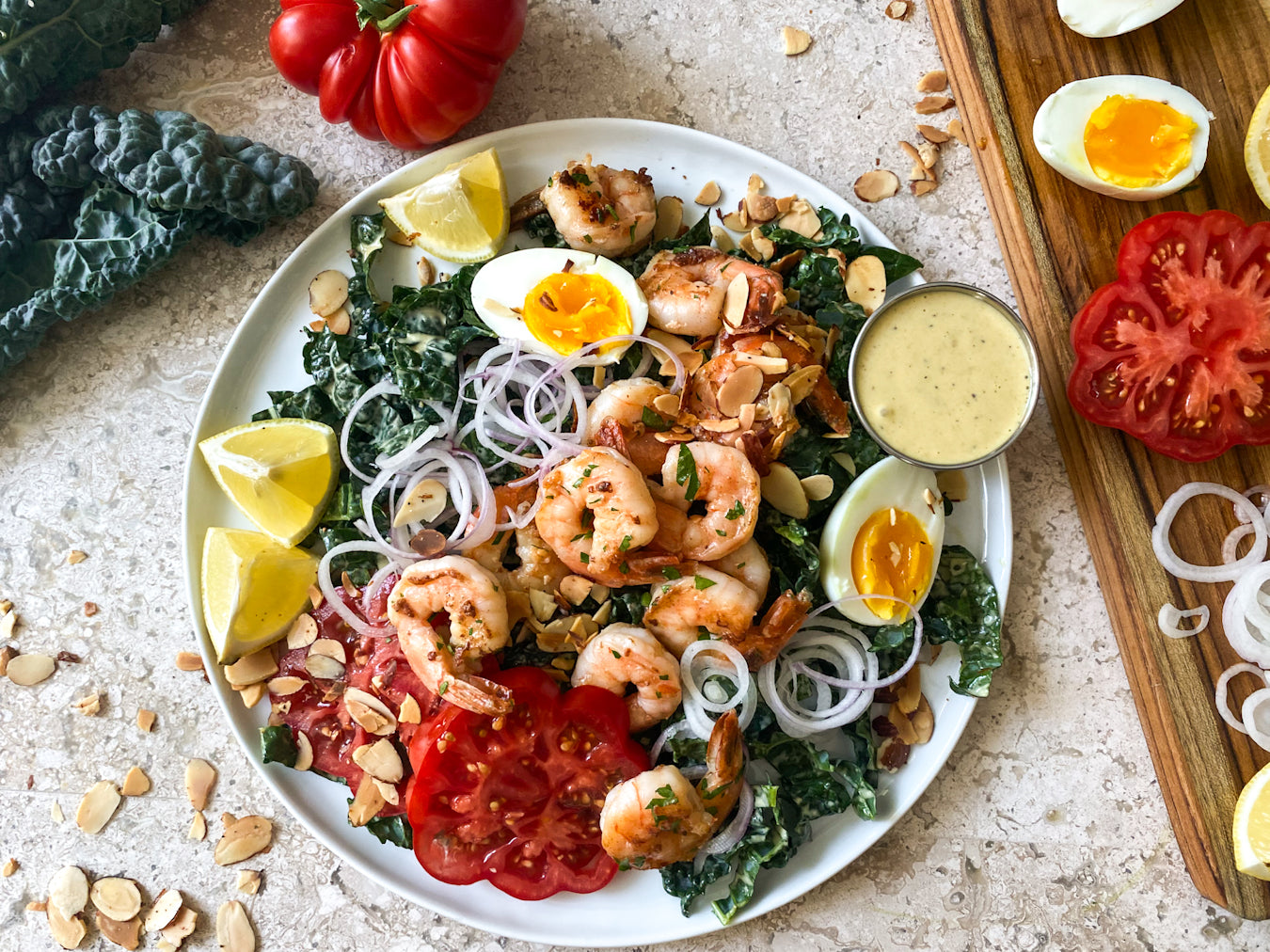 Shrimp Kale Caesar Salad Recipe