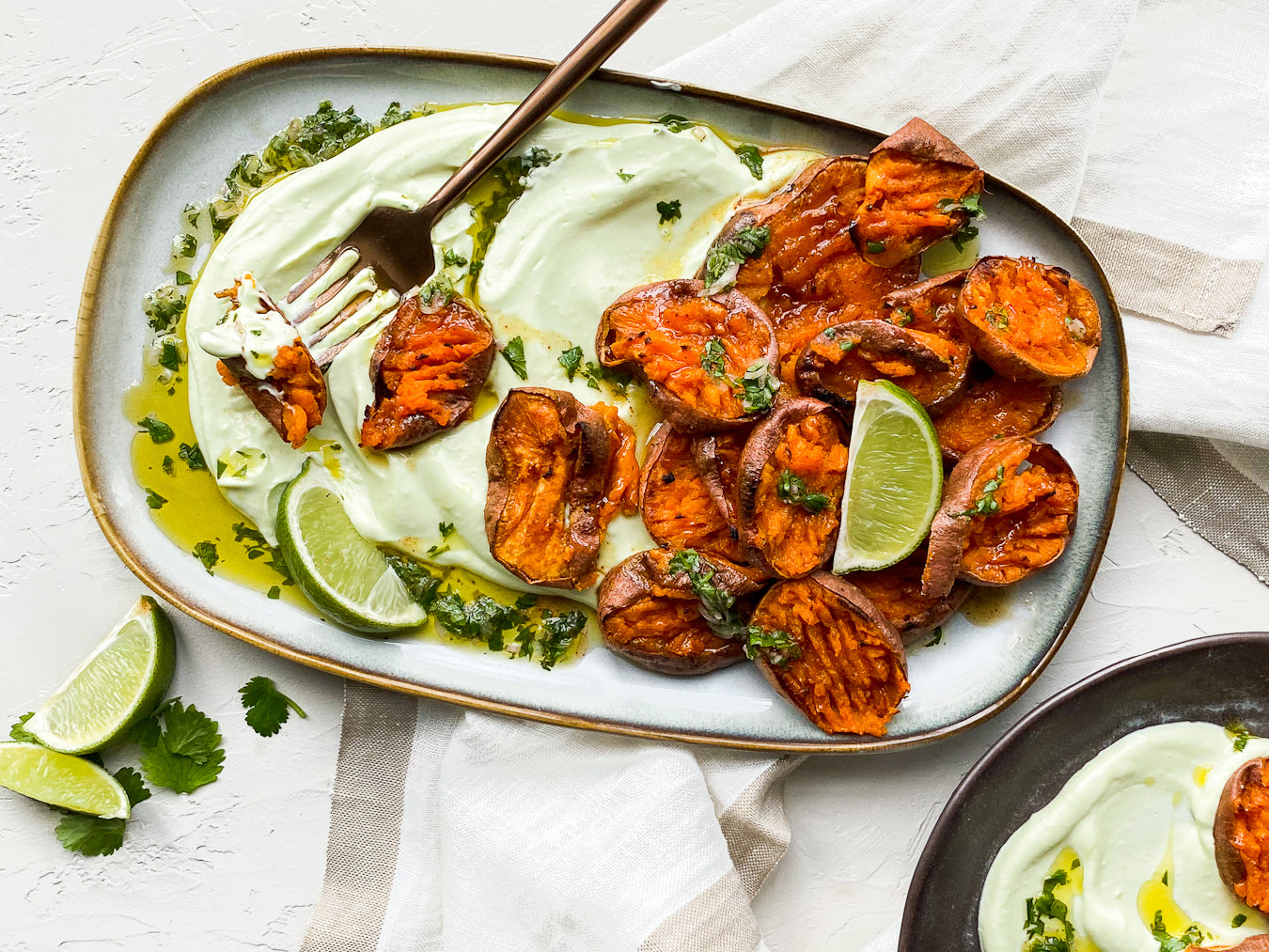 Chipotle Honey Smashed Sweet Potato & Avocado Mayo Recipe