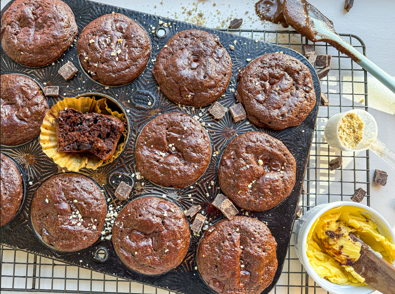 Triple Veggie Chocolate Muffins