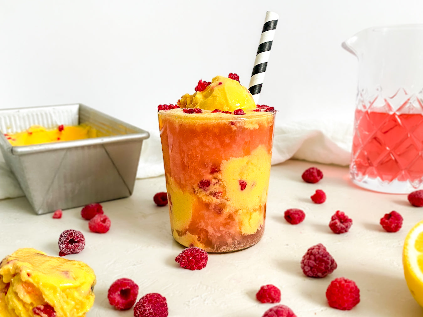 Kombucha Float with Mango Raspberry Sorbet Recipe