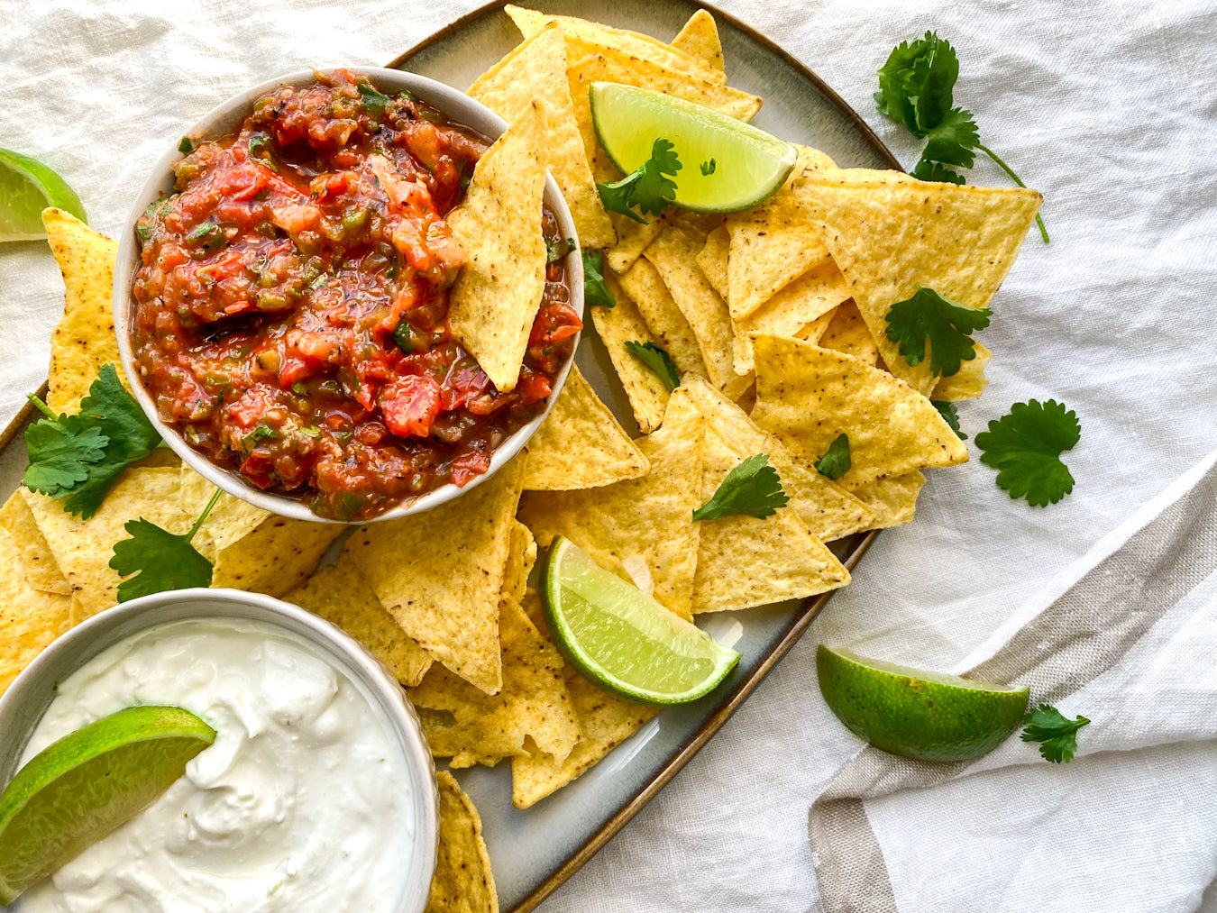Fire Roasted Salsa with Lime Feta Creme Recipe