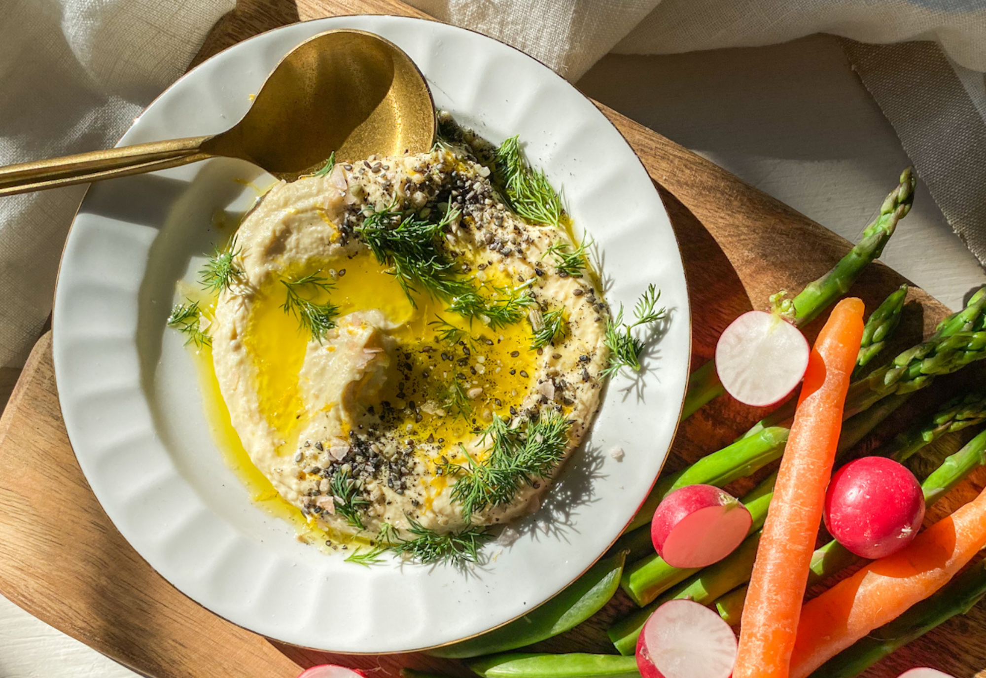 Lemony Hummus With Dill Recipe