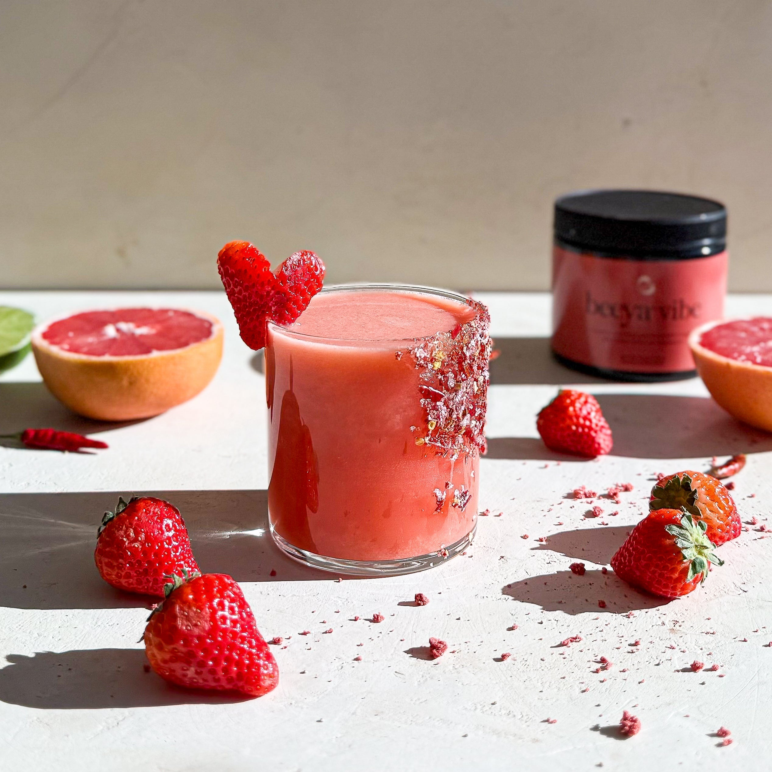 Grapefruit Strawberry Galentine’s Margarita