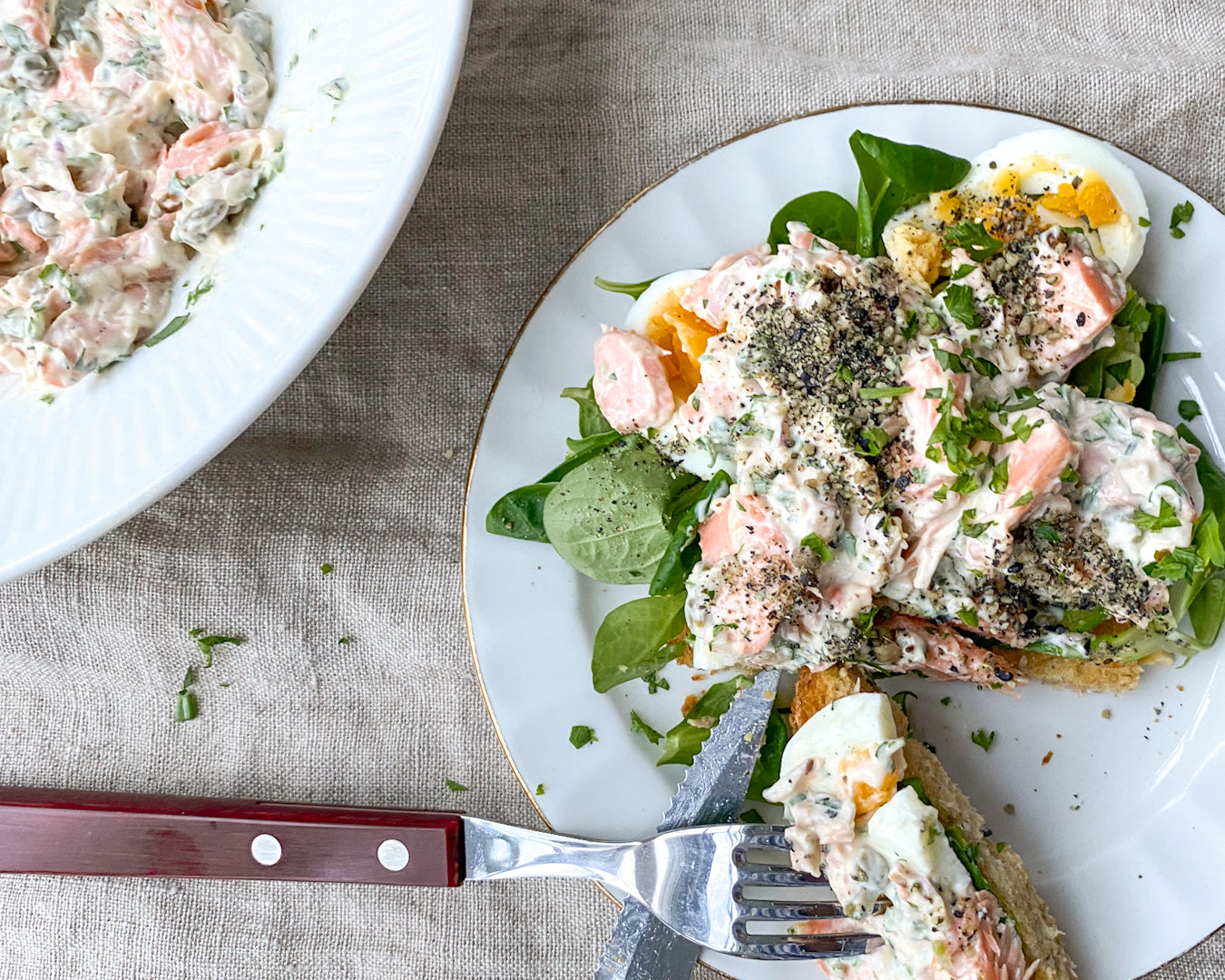 Egg & Salmon Tartine Recipe (open-faced sandwich) 