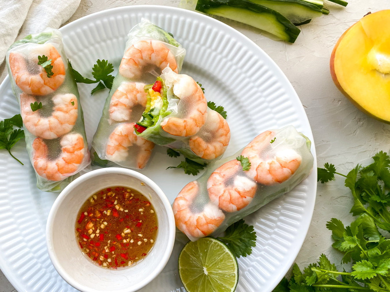 Mango Cucumber Shrimp Spring Rolls Recipe