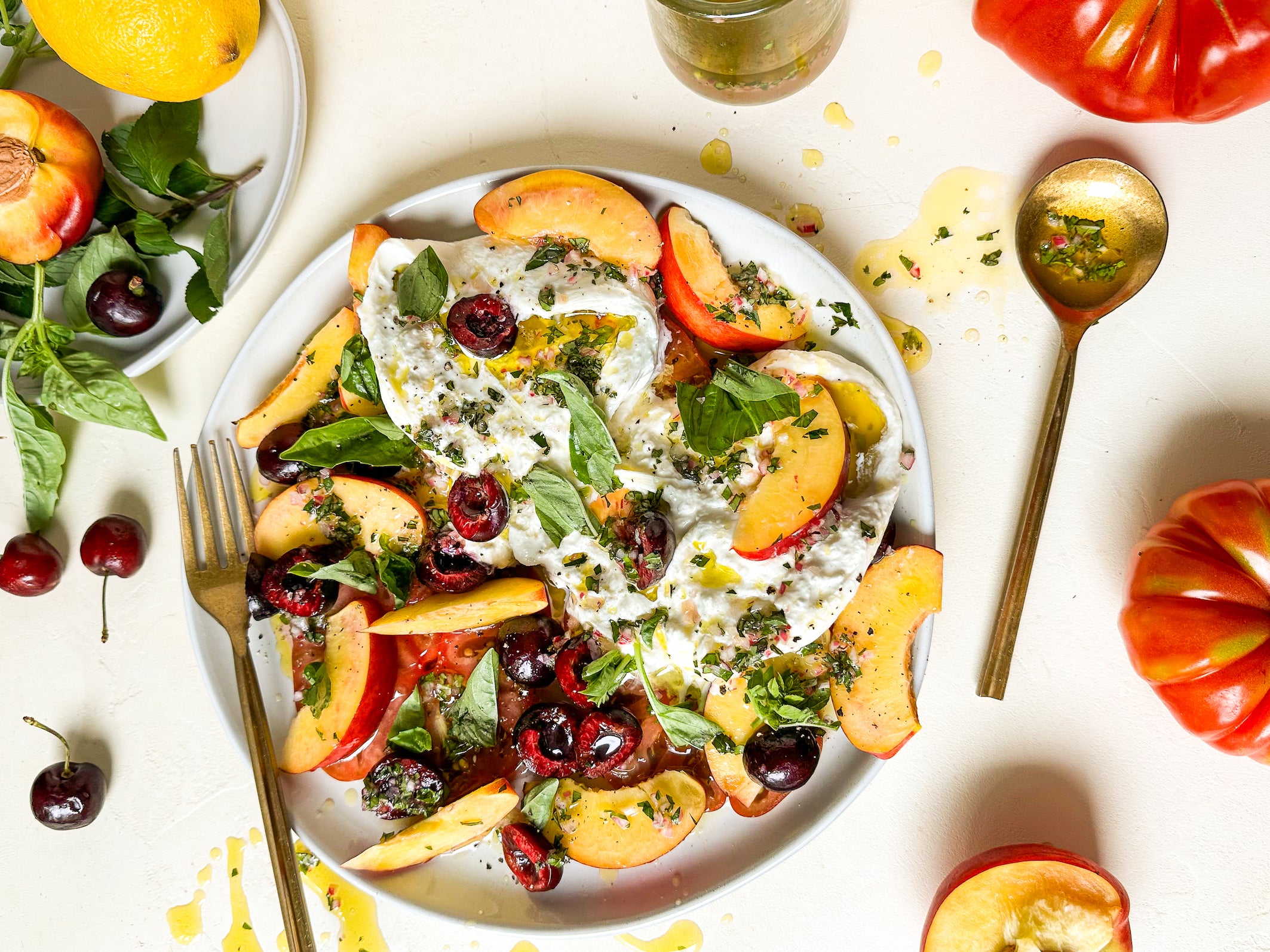 Stone Fruit & Tomato Burrata Salad Recipe